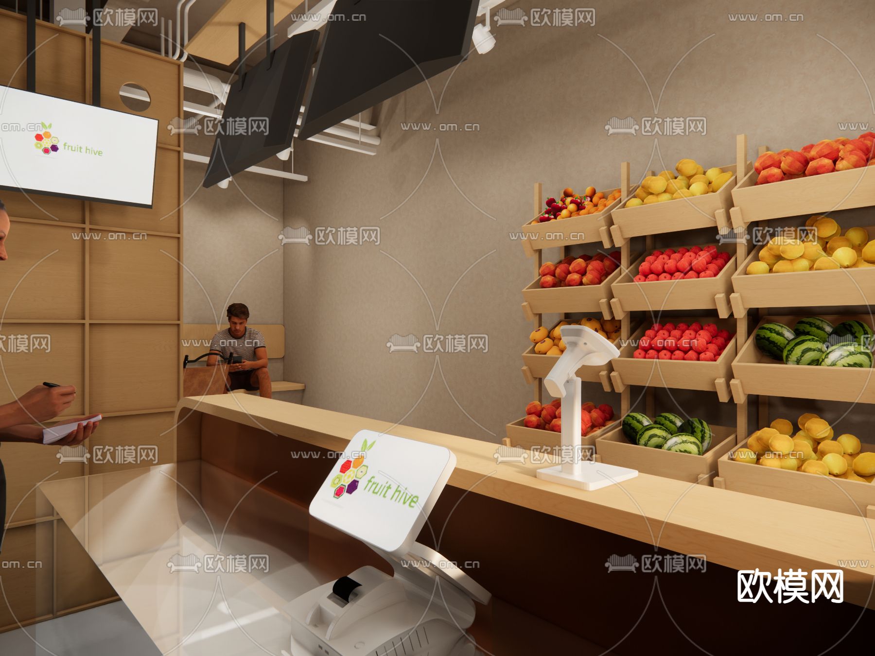超市 水果店su模型下载（渲染图2）