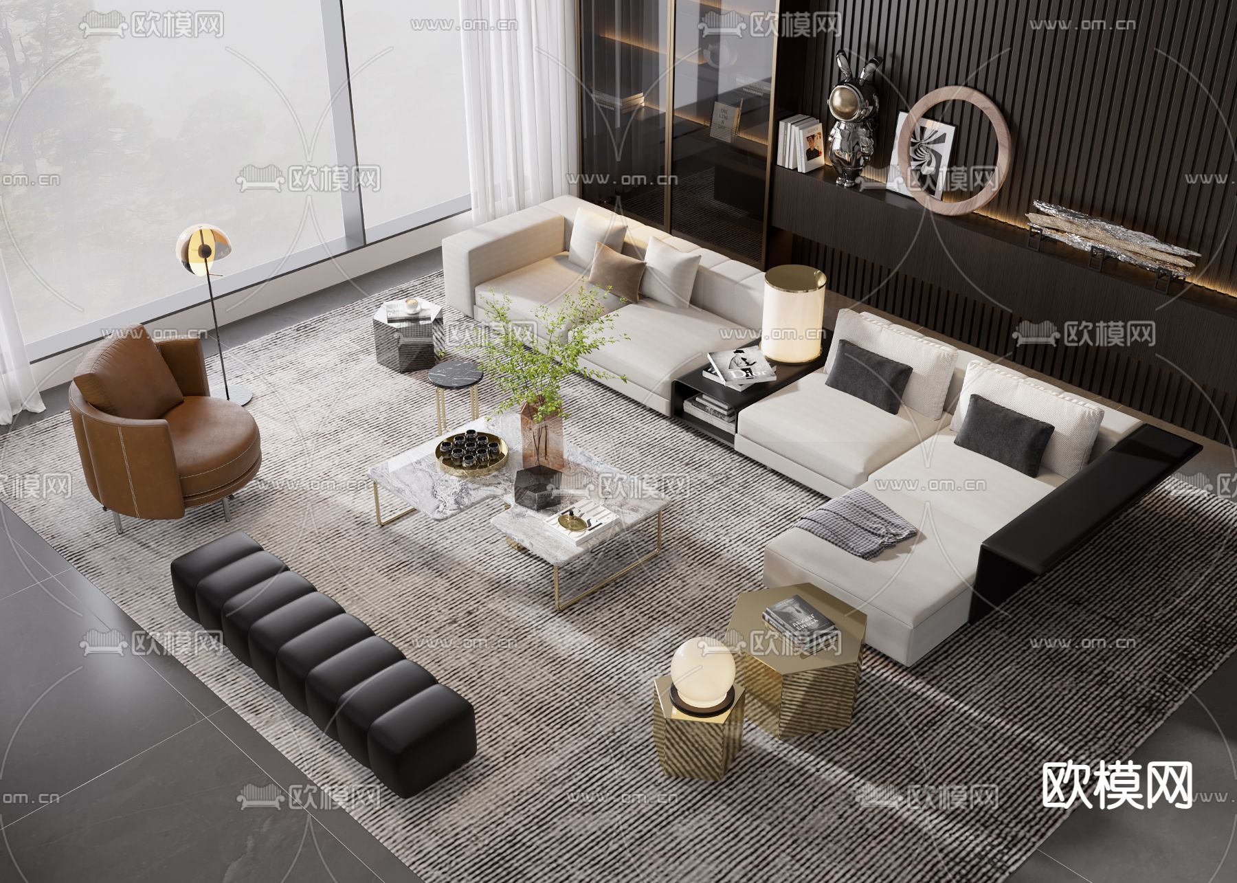 暗黑风组合沙发3d模型下载