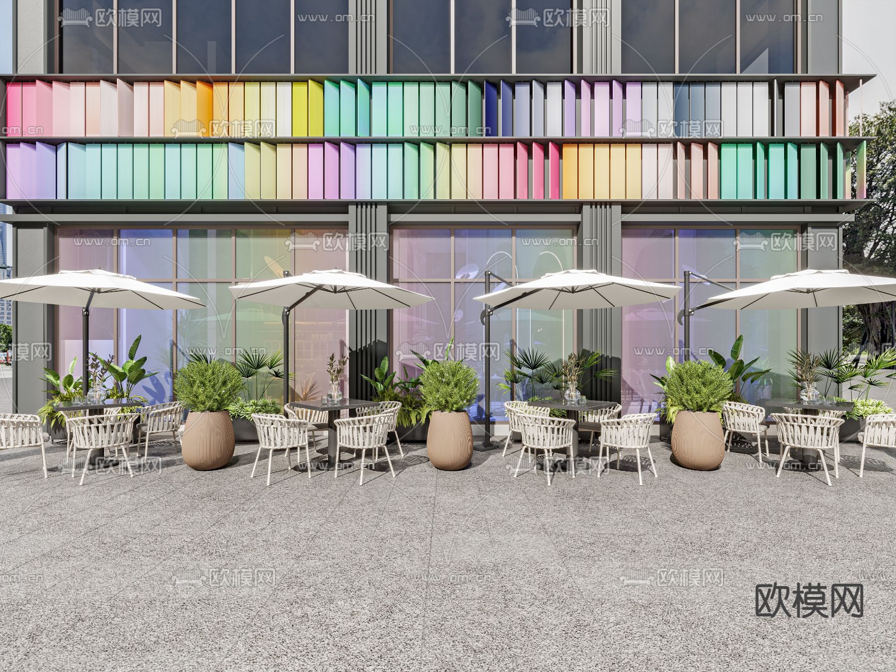 孟菲斯风餐厅 餐馆3d模型下载（渲染图3）