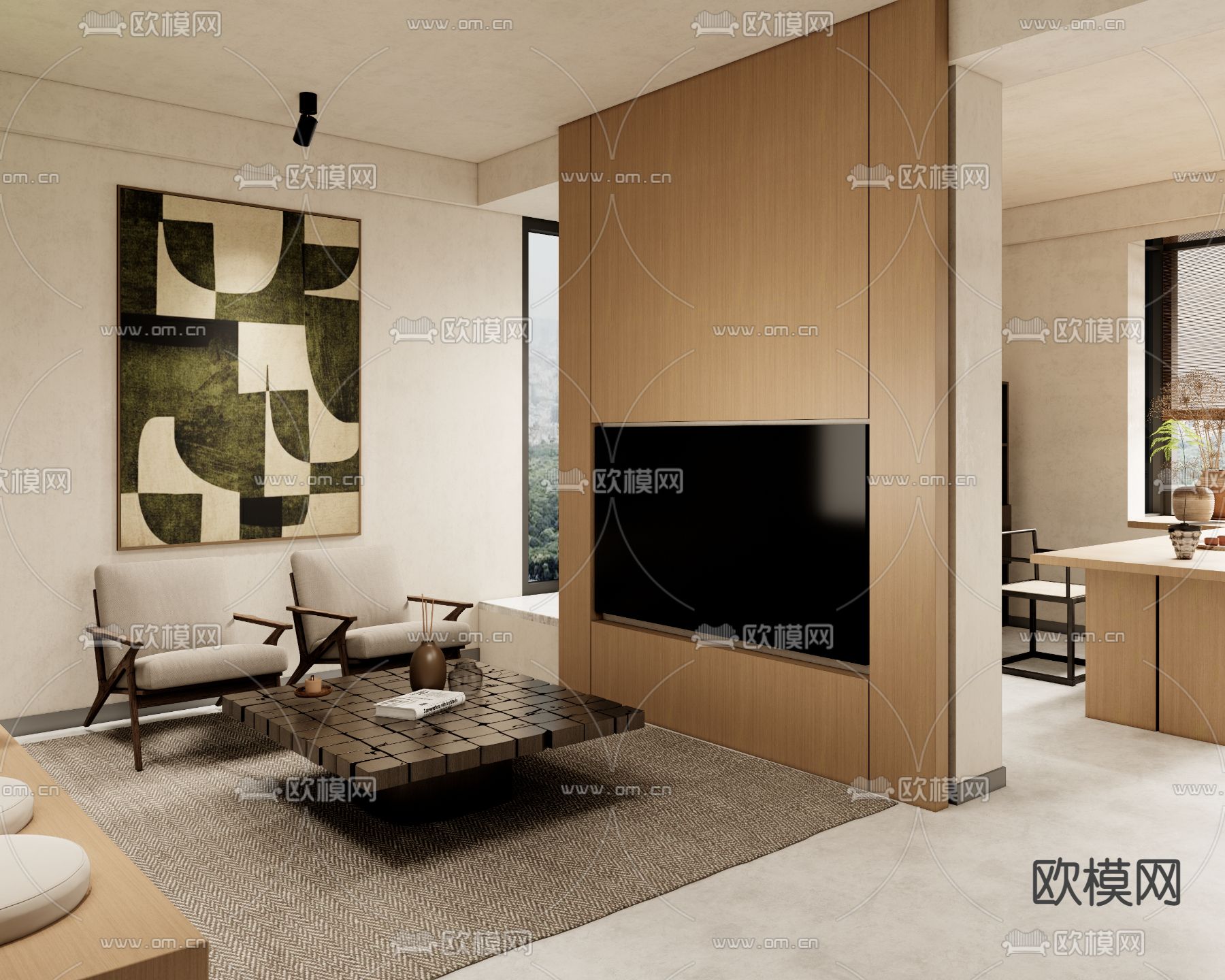 日式客厅 和室su模型下载（渲染图1）