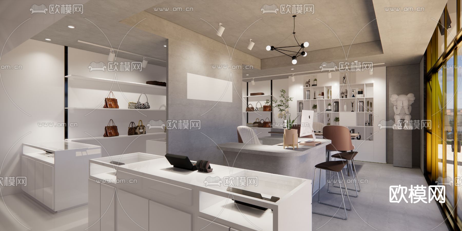 现代奢侈品店su模型下载（渲染图2）