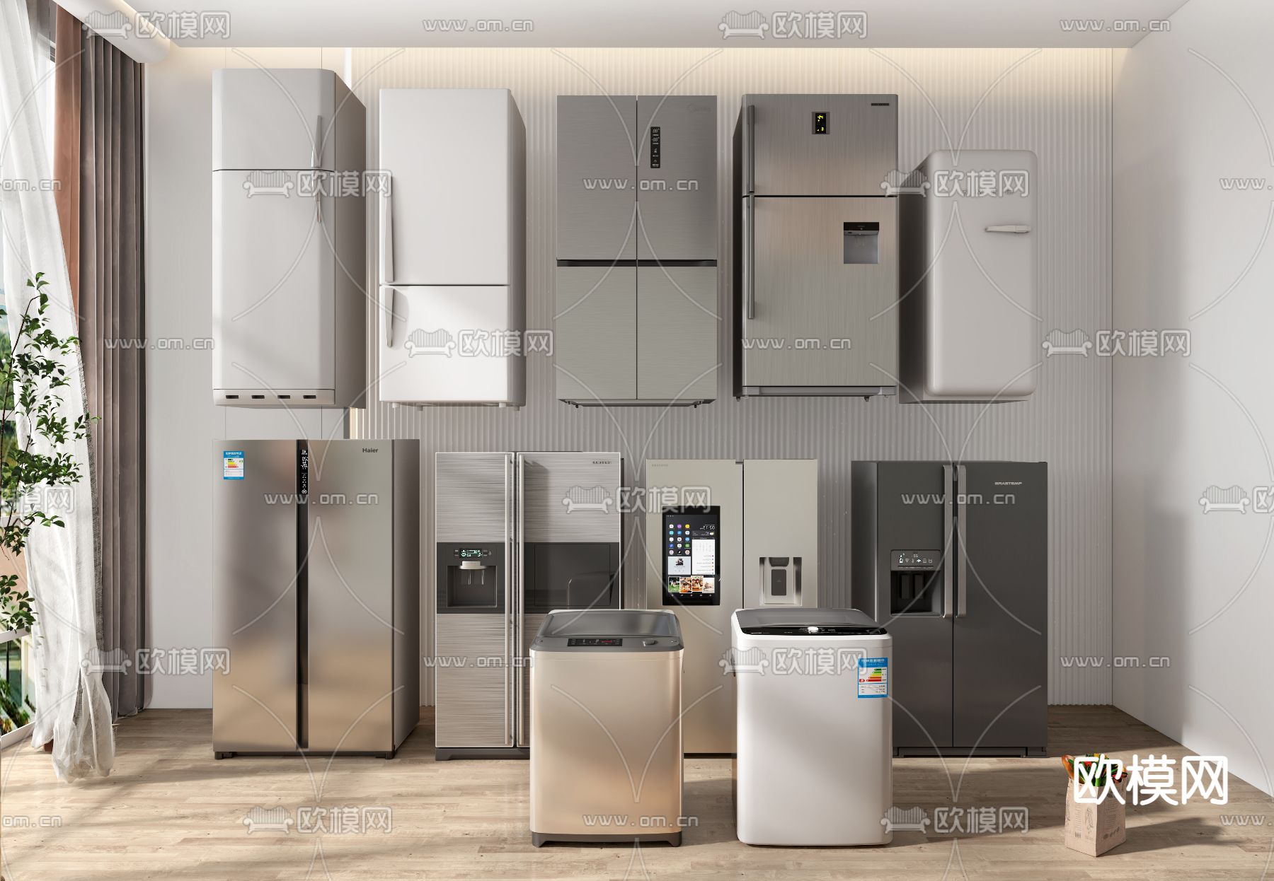 冰箱 冰柜 洗衣机su模型下载（渲染图1）