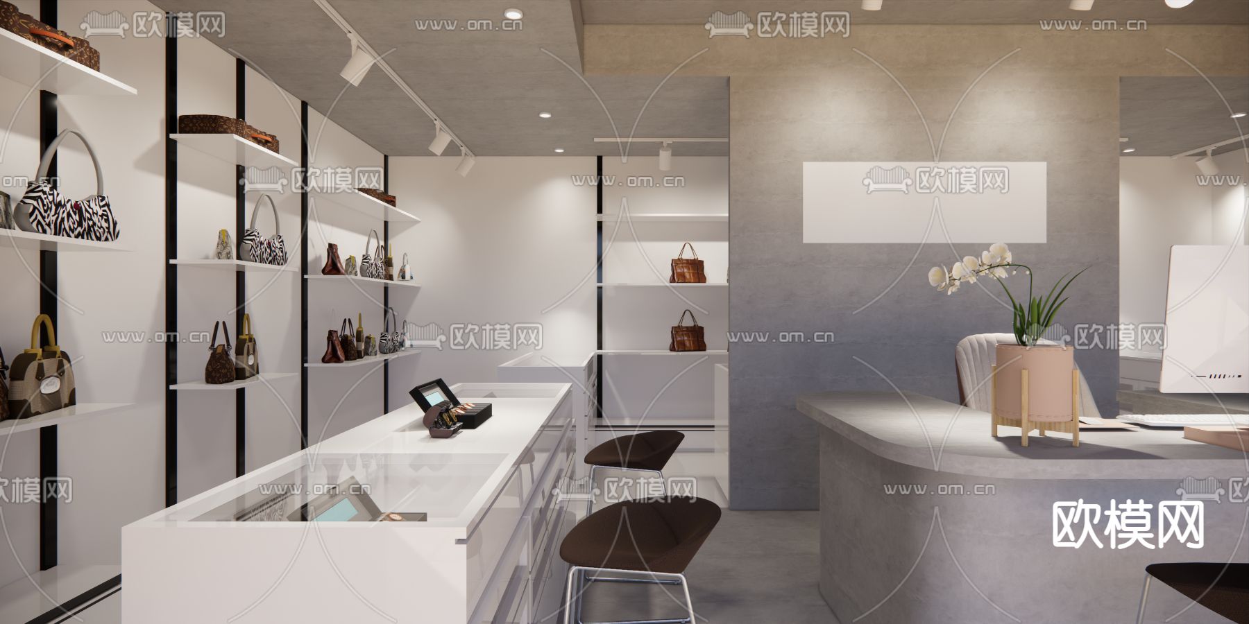 现代奢侈品店su模型下载（渲染图1）