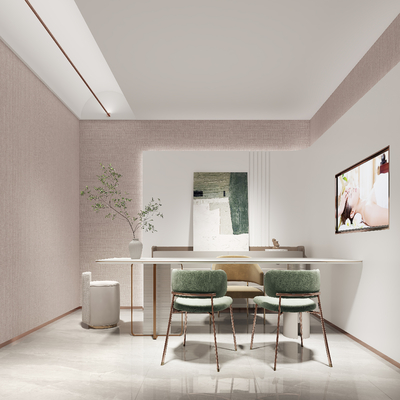  现代美容院咨询室su模型 