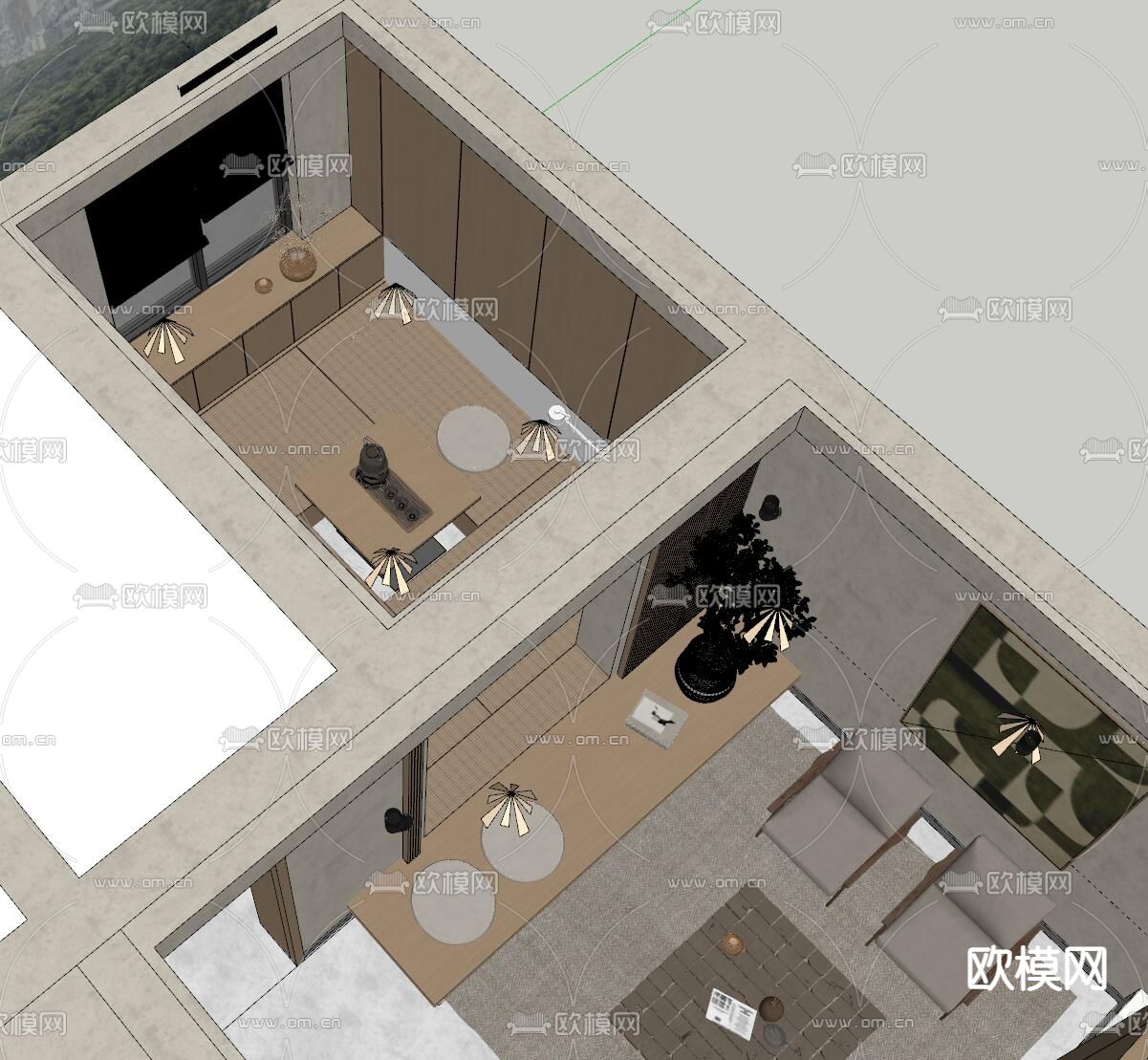 日式客厅 和室su模型下载（渲染图5）