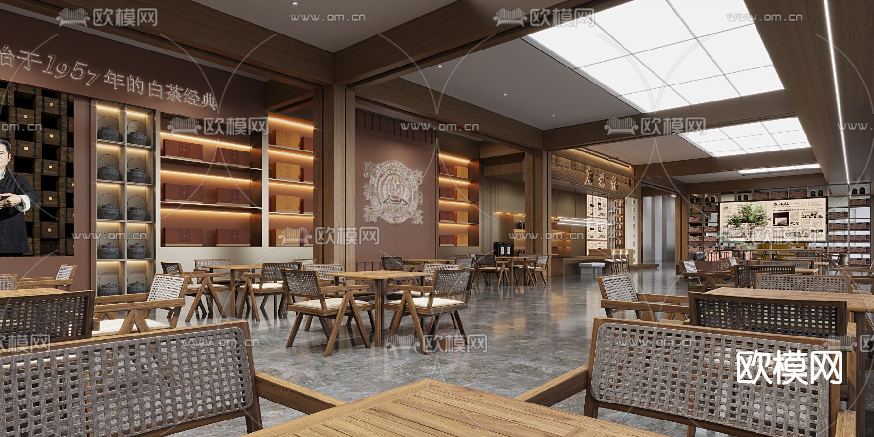 新中式茶楼 茶馆3d模型下载（渲染图1）