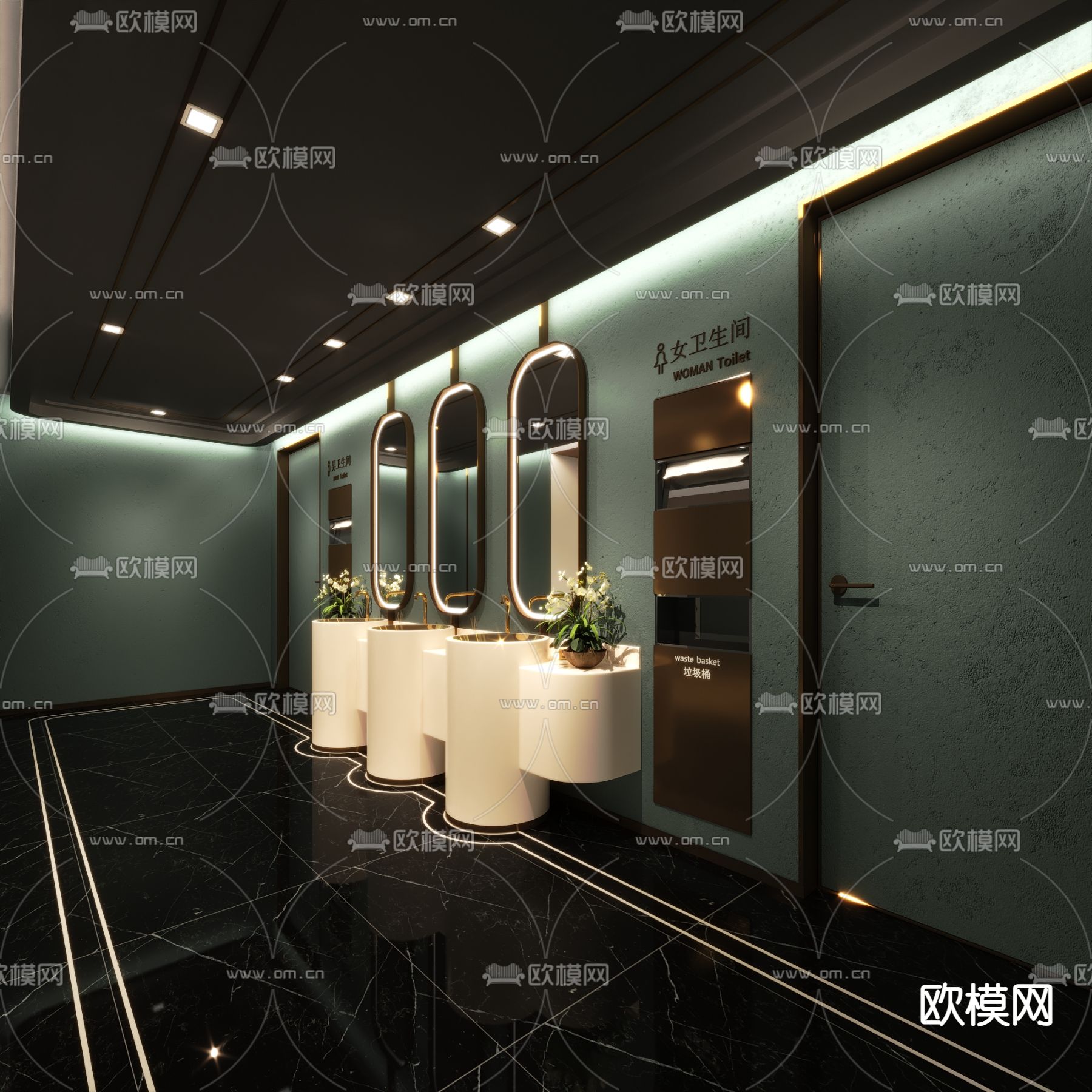 现代公共卫生间3D模型下载