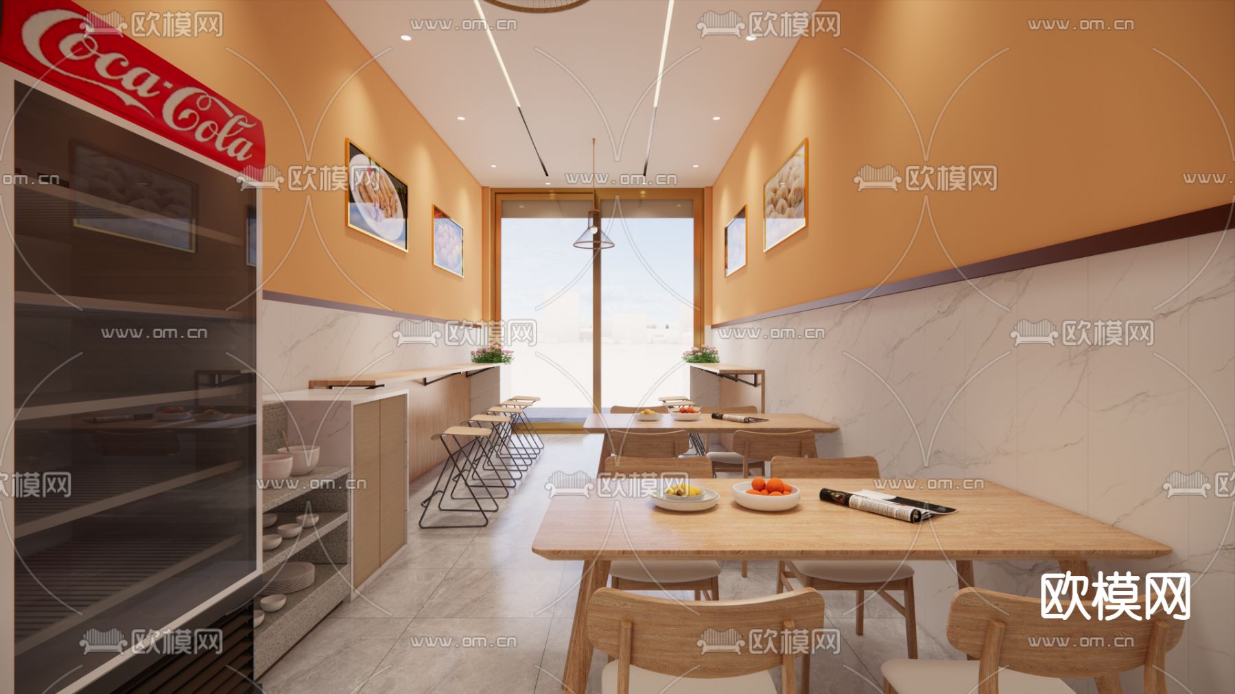 现代小吃店su模型下载（渲染图2）