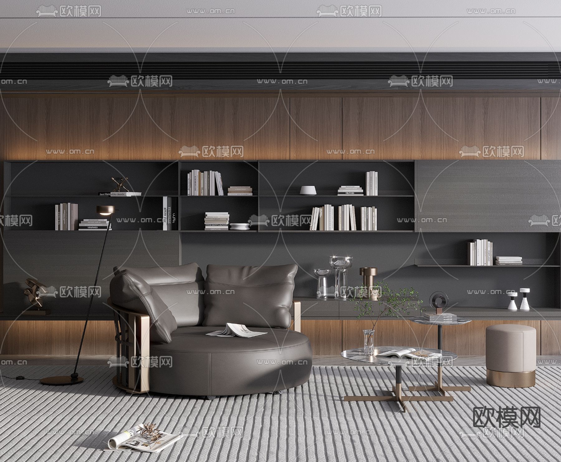 Poltronafrau 皮革休闲沙发3d模型下载