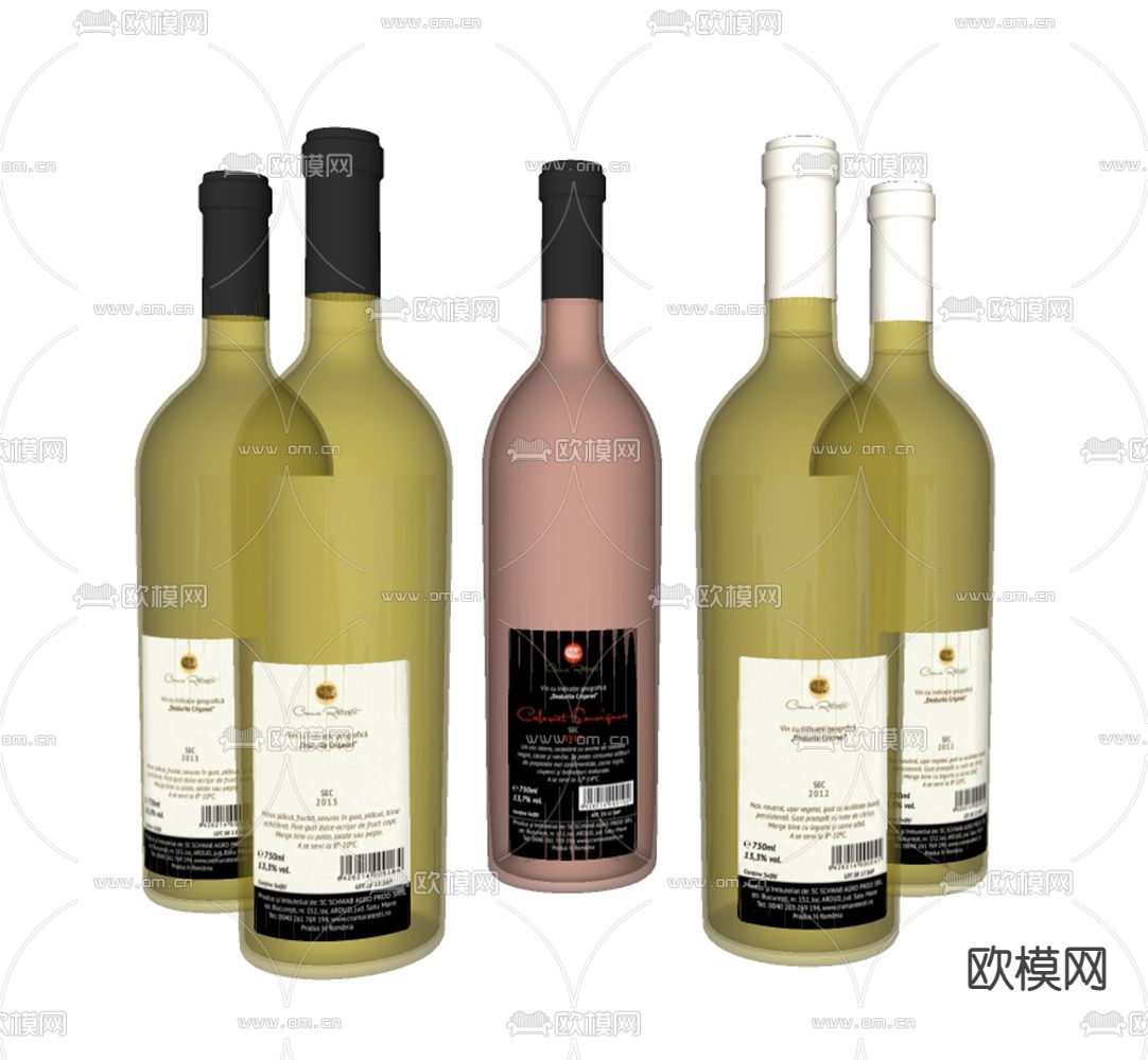 洋酒 红酒 香槟su模型下载（渲染图2）