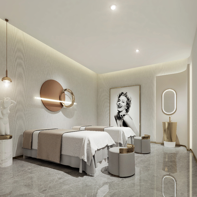  现代美容会SPA所包房su模型 