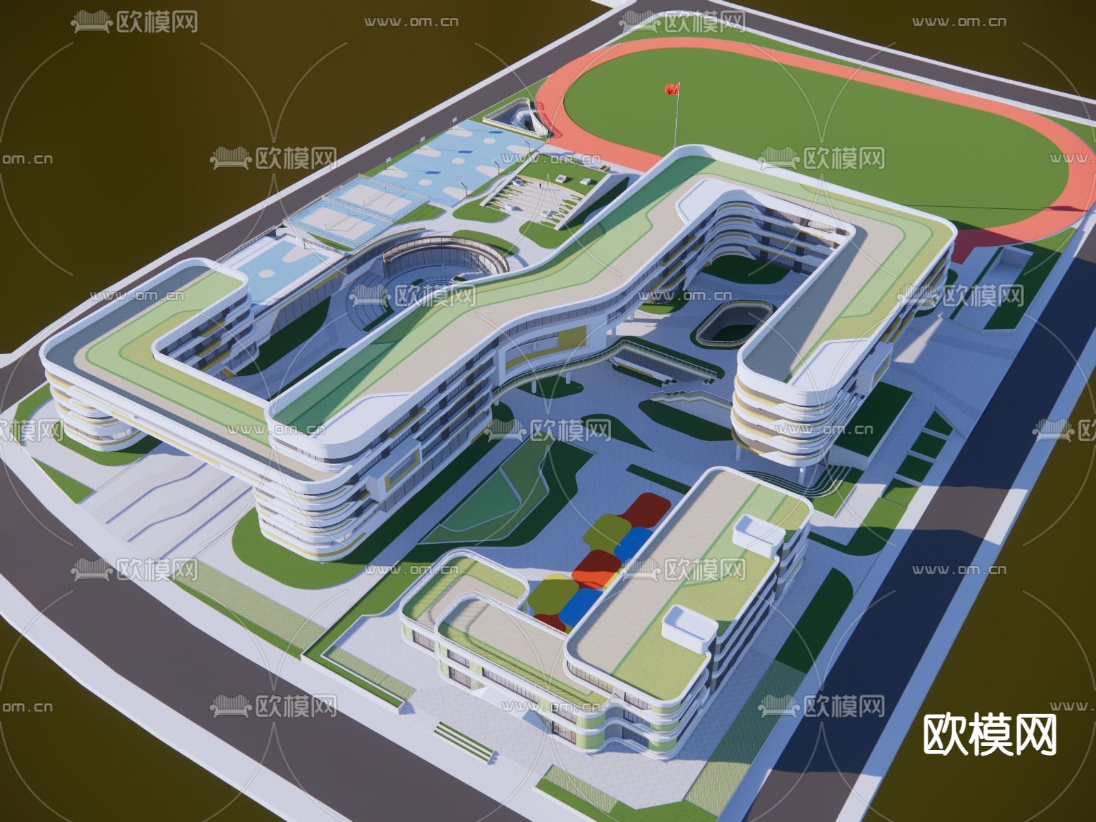 现代小学校园 学校su模型