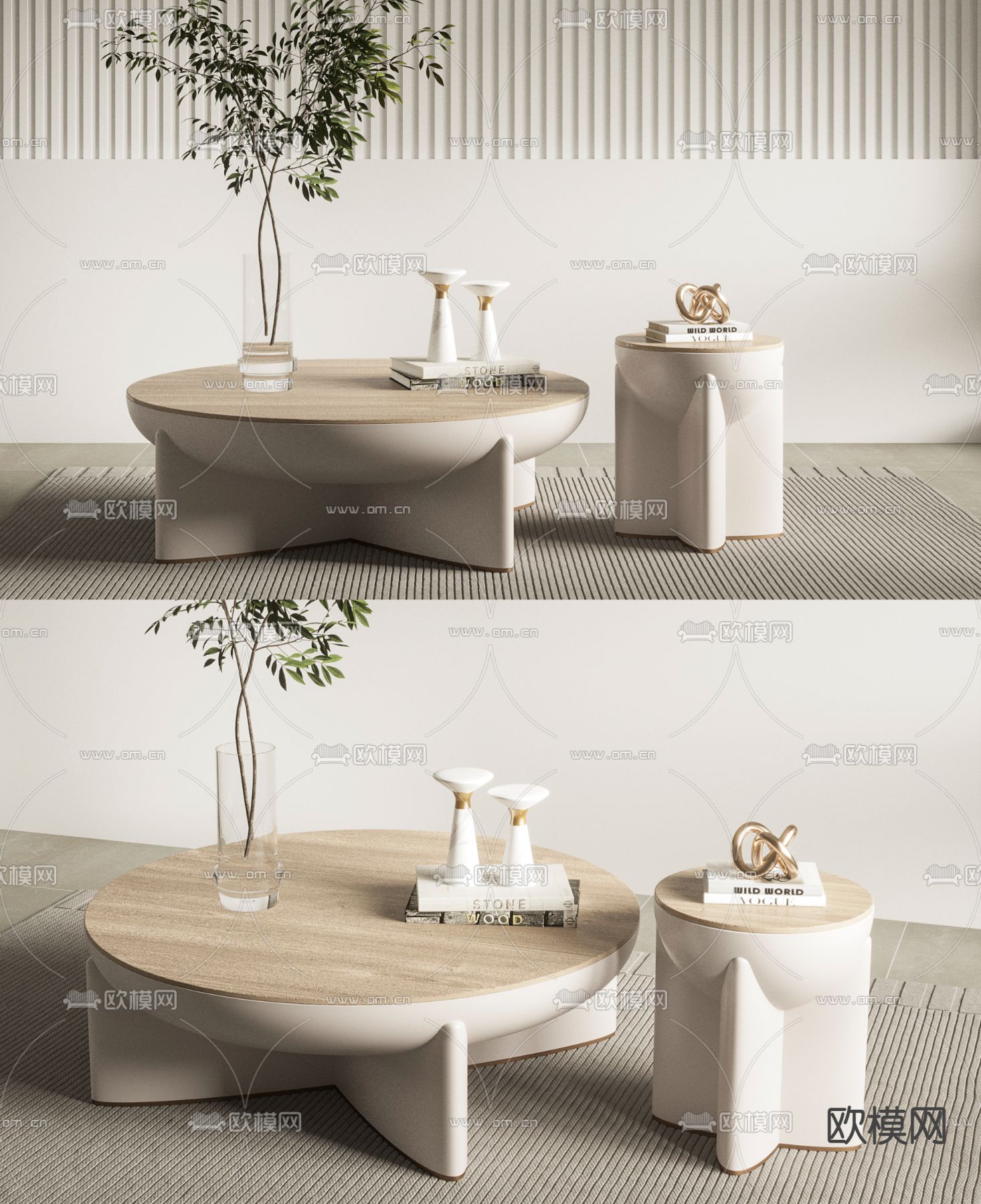 Minotti 子母茶几3d模型下载