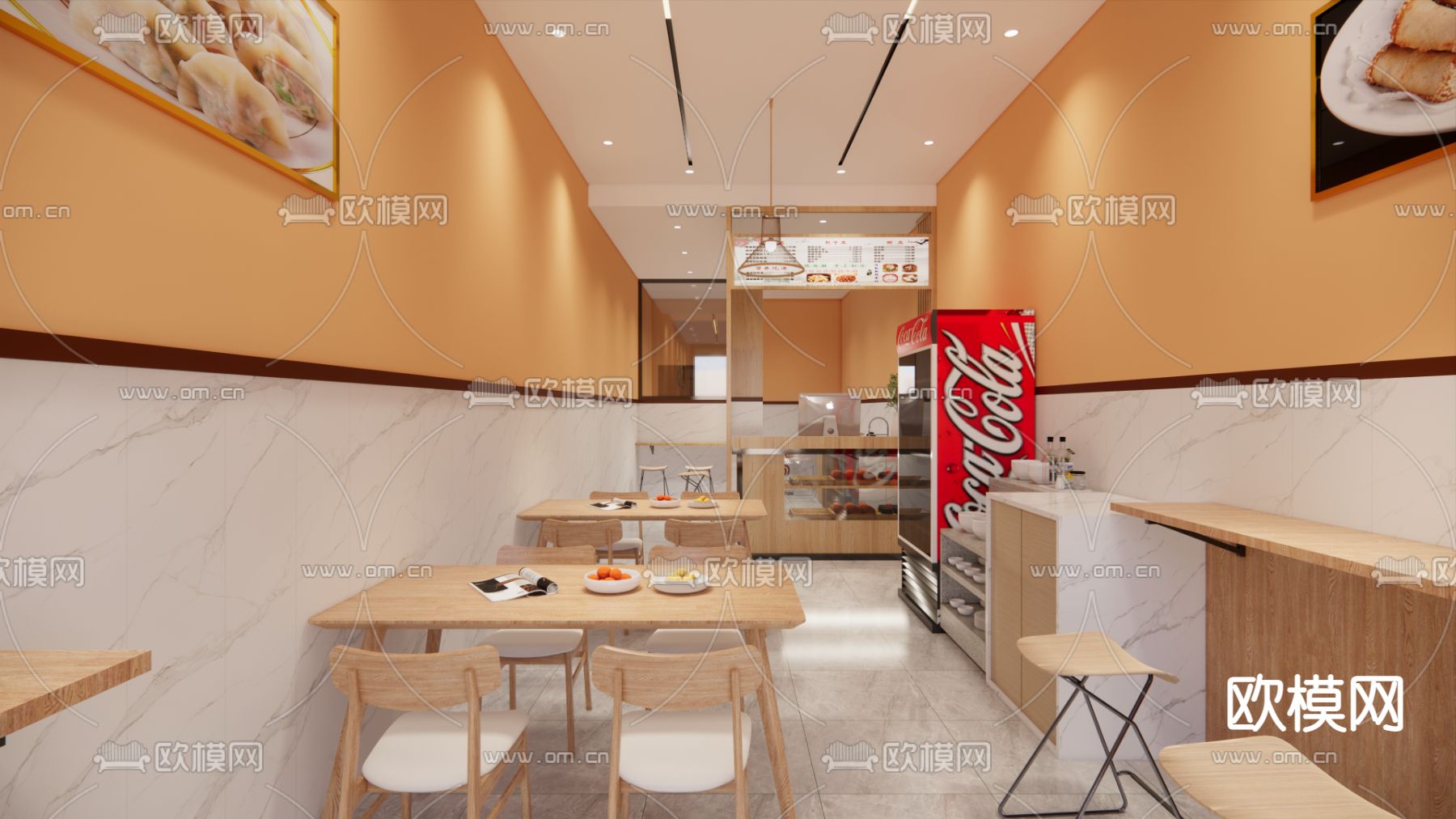 现代小吃店su模型下载（渲染图3）