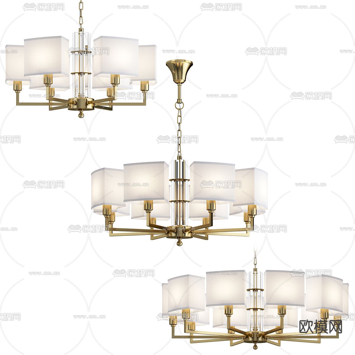 现代金属多头吊灯3d模型下载