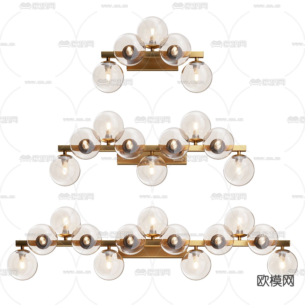 现代玻璃壁灯3d模型下载