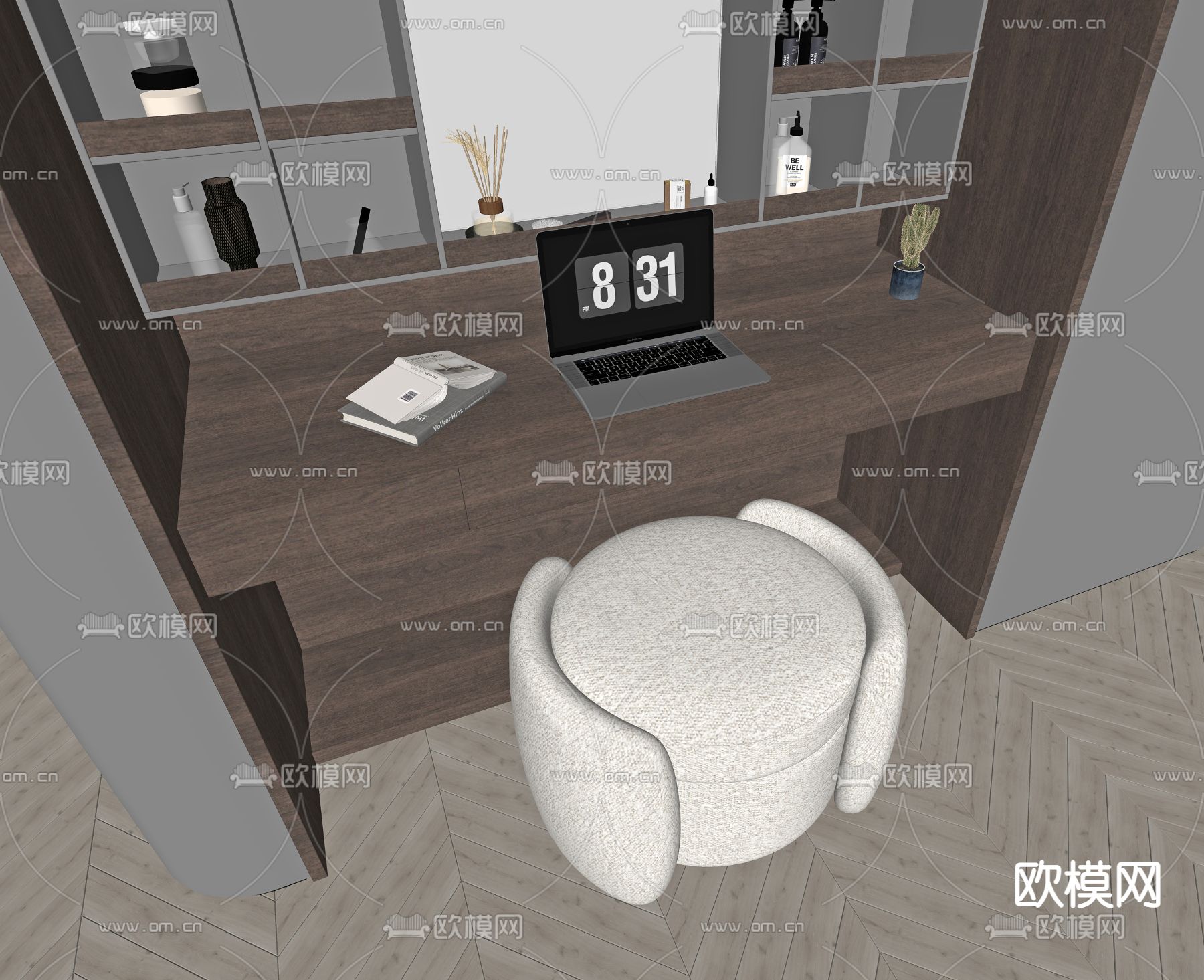 梳妆台 化妆台su模型下载（渲染图3）