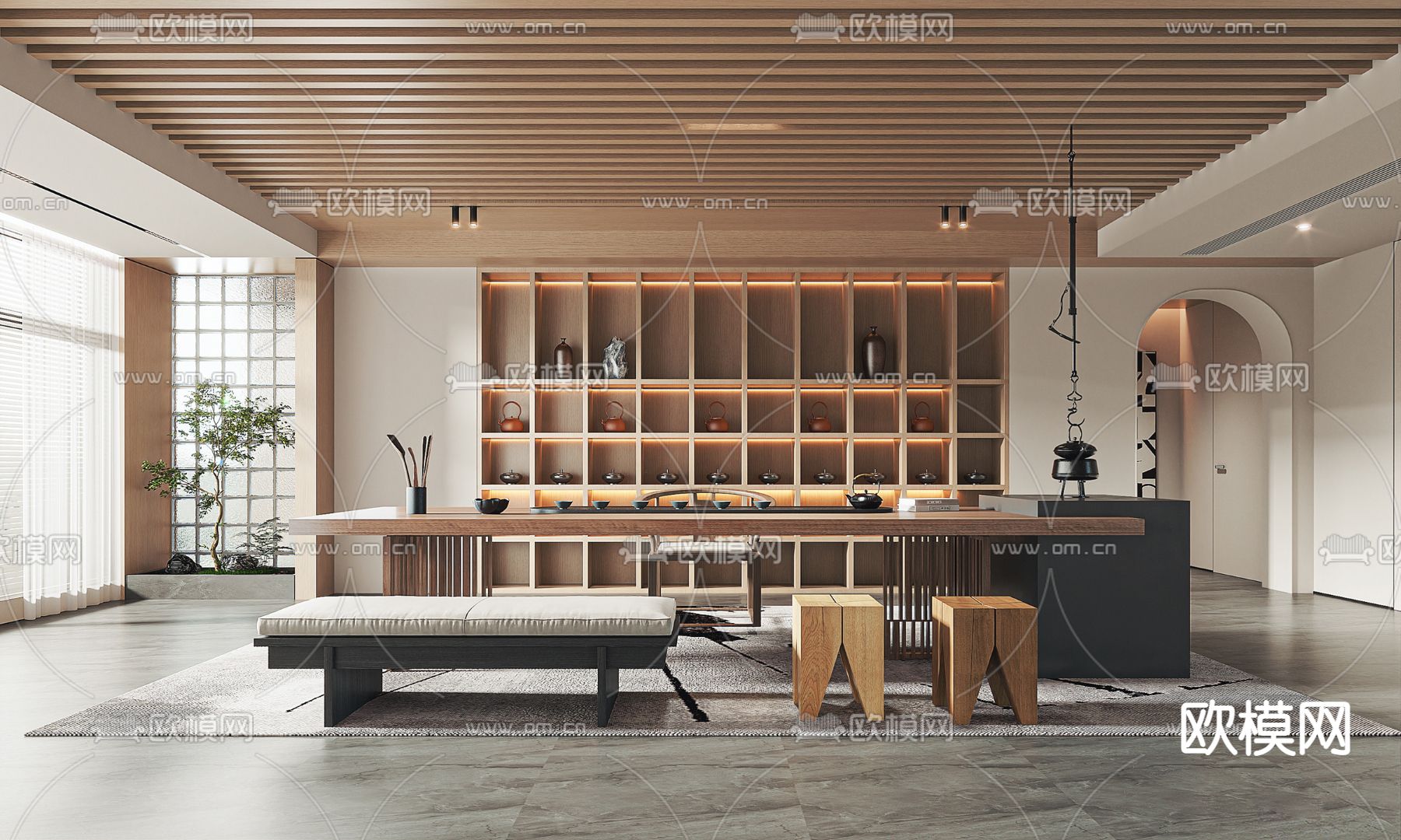 新中式茶室su模型