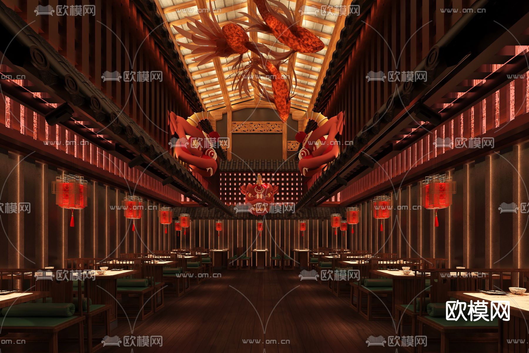 中式火锅店3d模型下载（渲染图1）