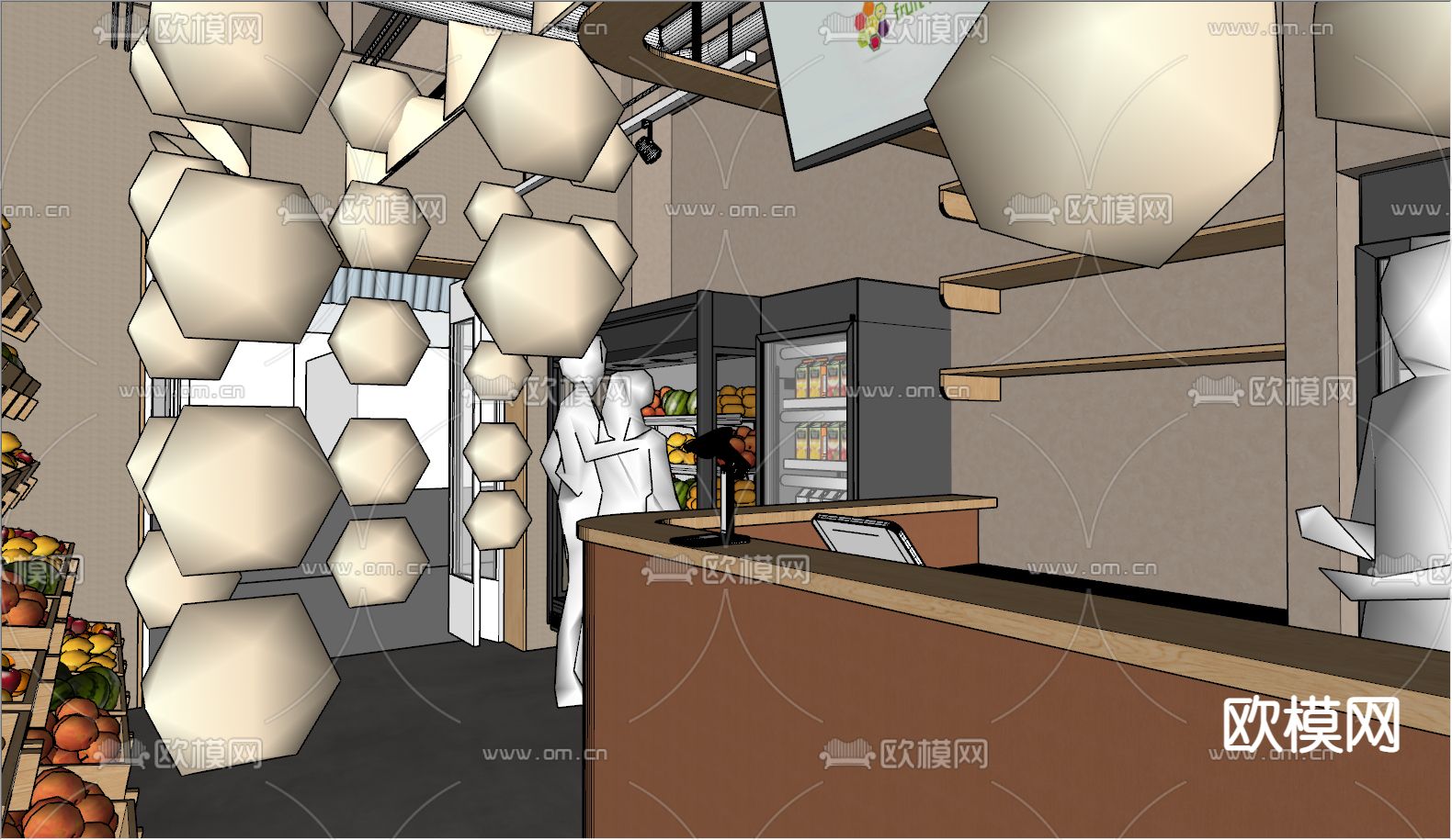 超市 水果店su模型下载（渲染图4）