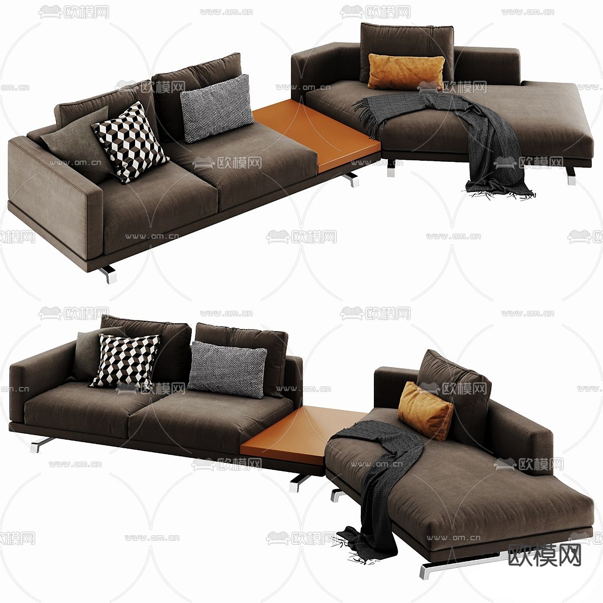 转角沙发 软体沙发3d模型下载（渲染图3）