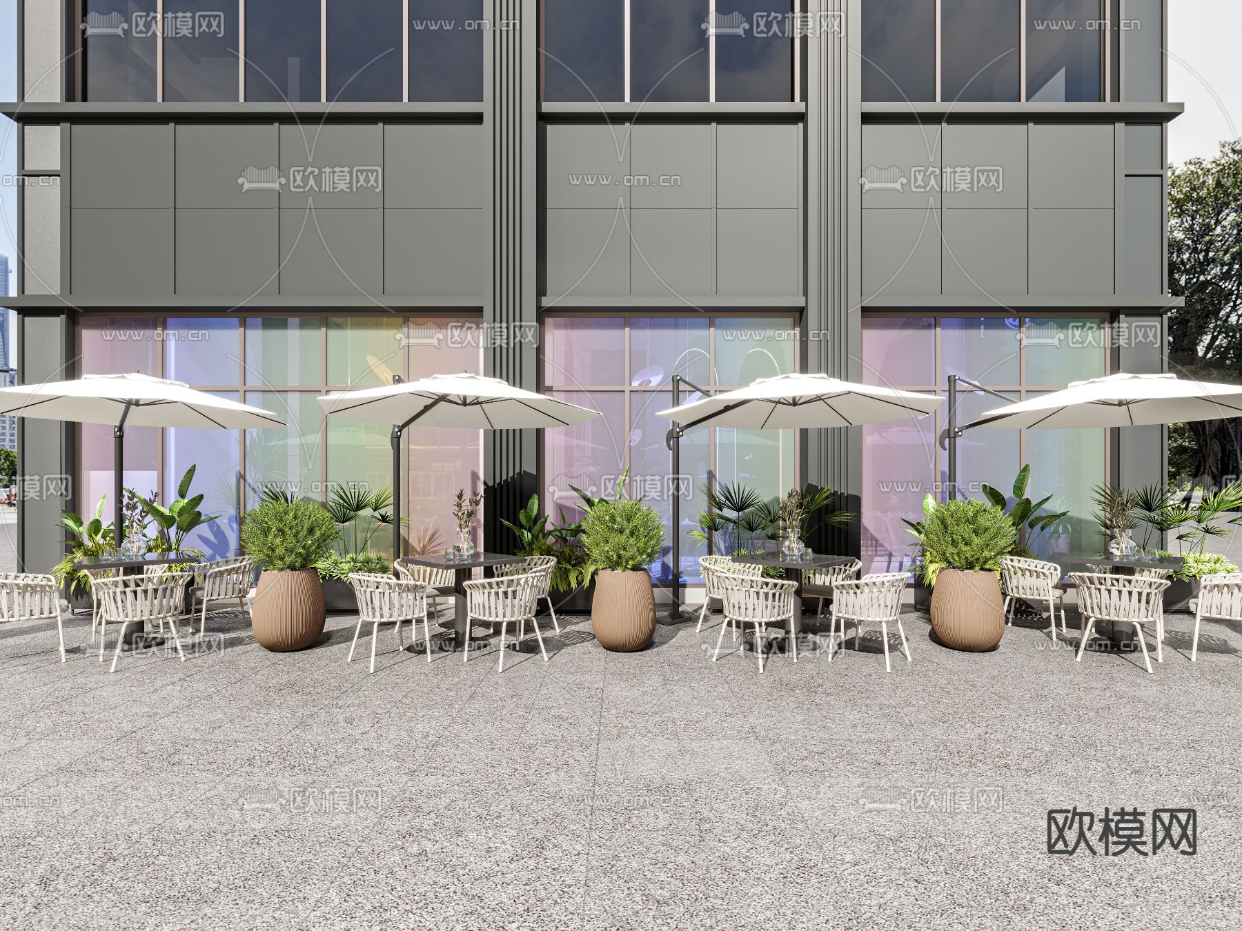 孟菲斯风餐厅 餐馆3d模型下载（渲染图2）