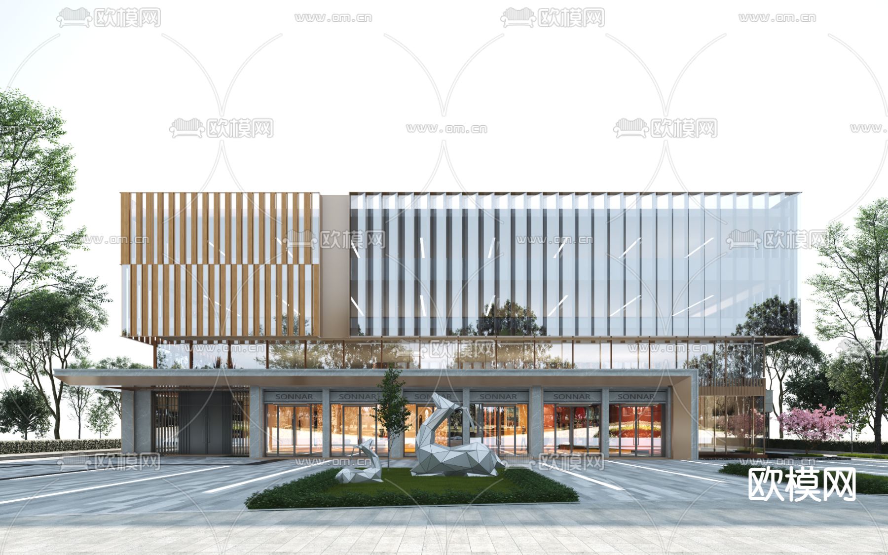 现代商业办公楼建筑外观3d模型下载_ID12269168_3dmax免费模型-欧模网