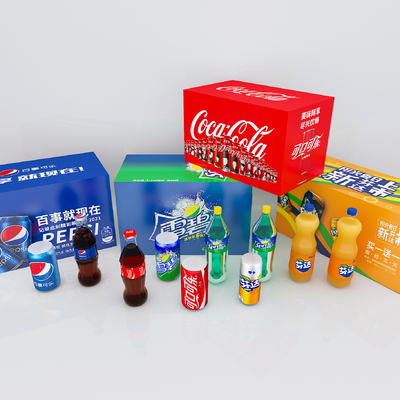  可乐 雪碧 芬达 汽水饮料su模型 