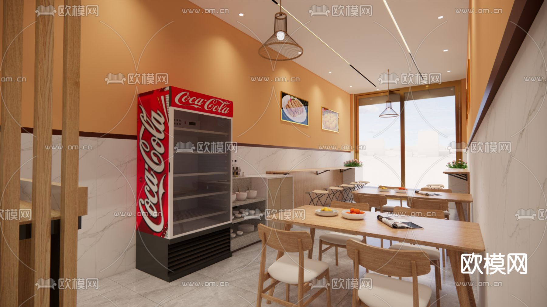 现代小吃店su模型下载（渲染图5）