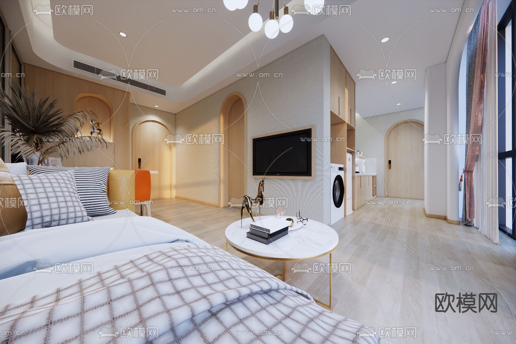 现代公寓su模型下载（渲染图2）