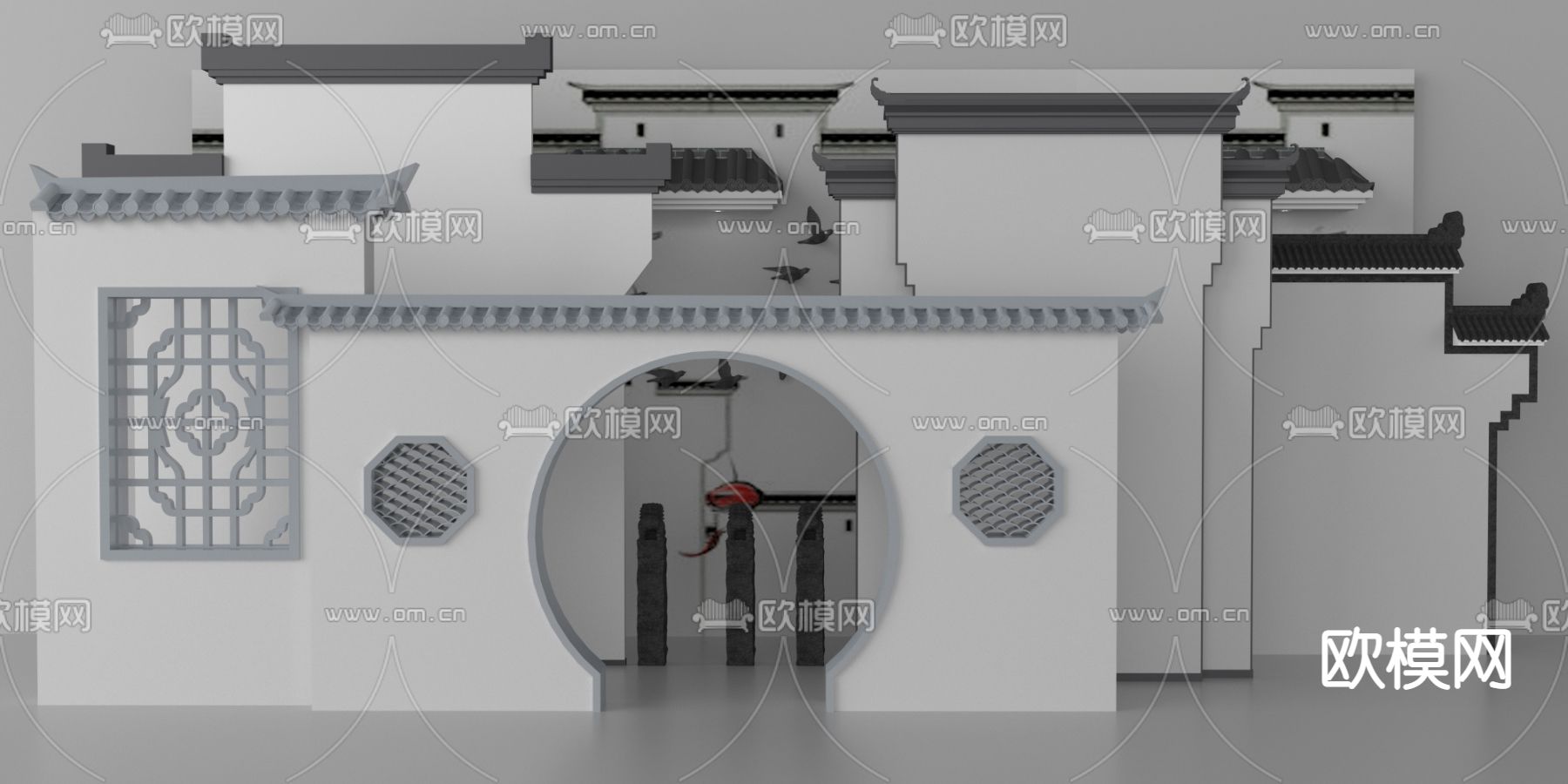 中式屋檐 琉璃瓦 建筑构件3d模型下载