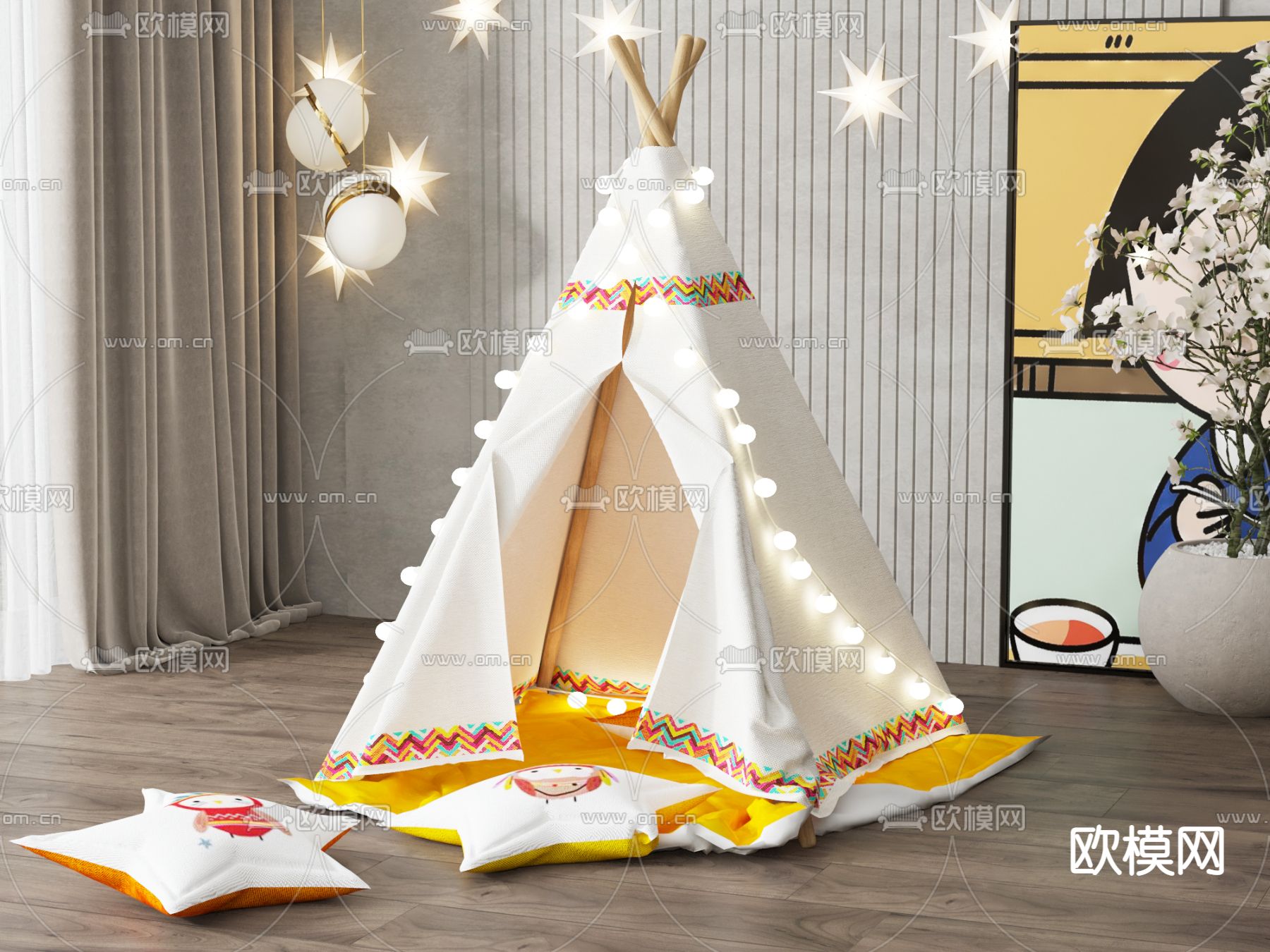 儿童房帐篷3d模型下载