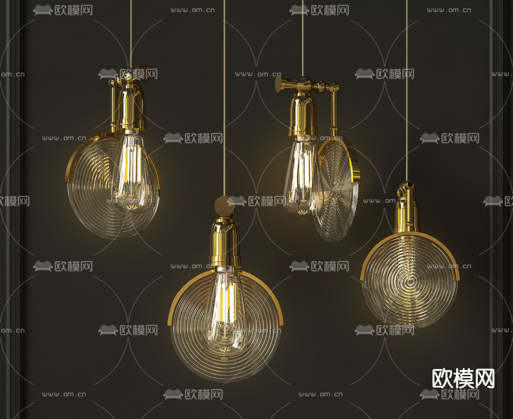 简约玻璃吊灯3d模型下载