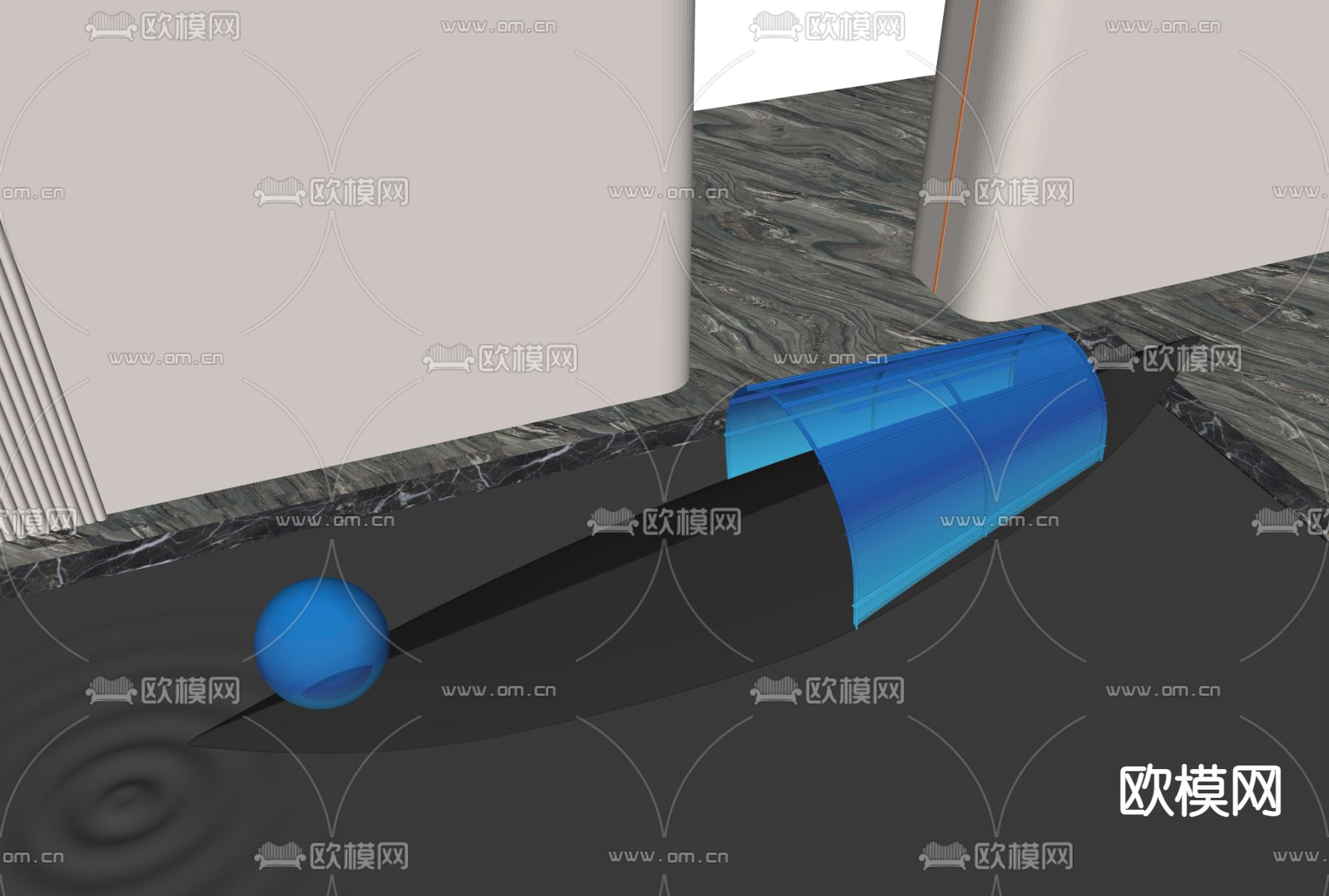 现代船只雕塑摆件su模型下载（渲染图3）