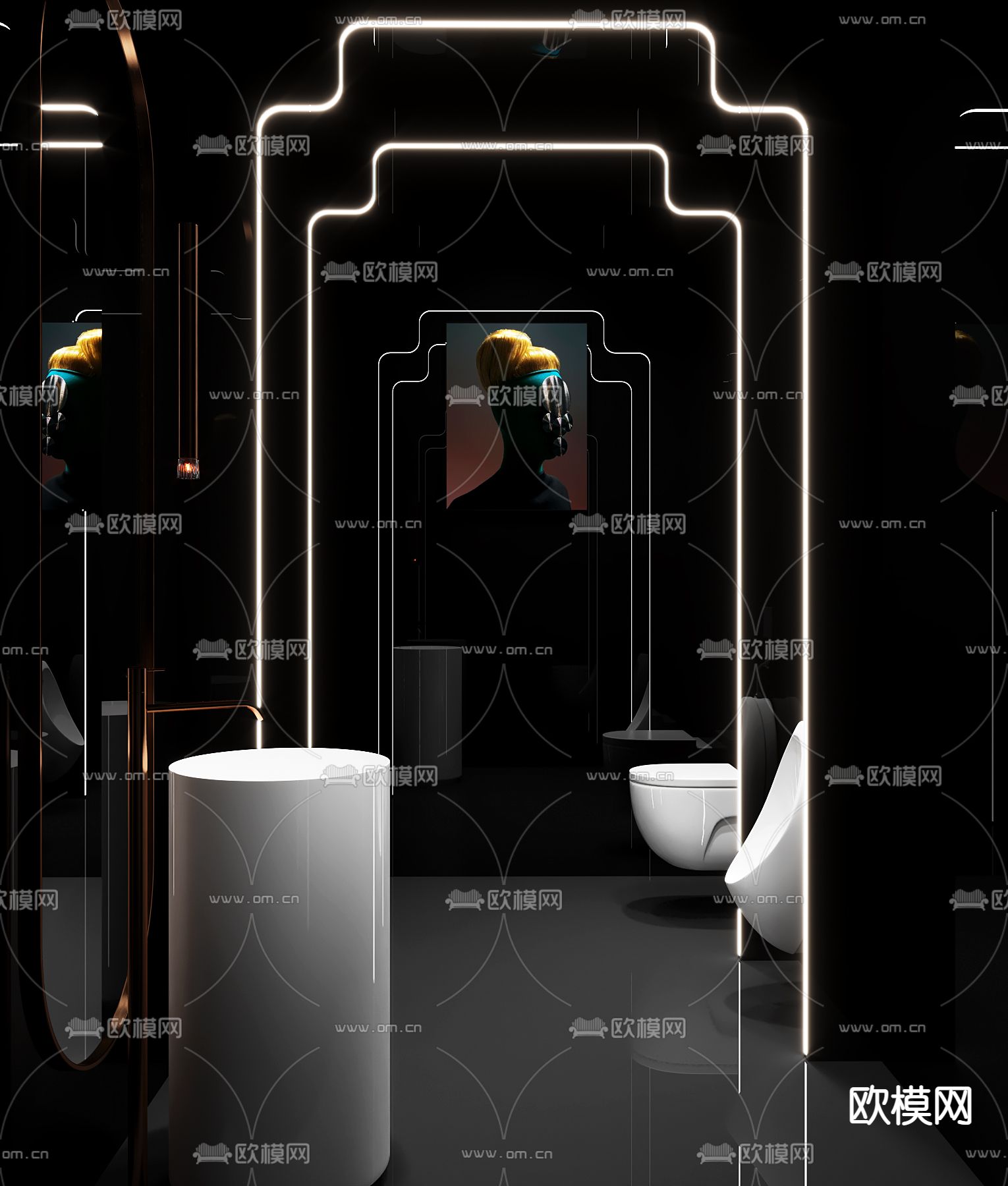 现代KTV包房 卫生间3d模型下载