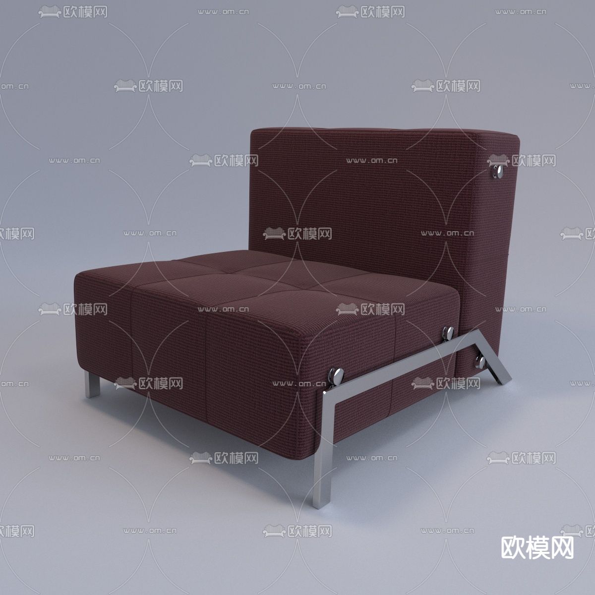 现代简约不锈钢布艺单人沙发免费3d模型下载