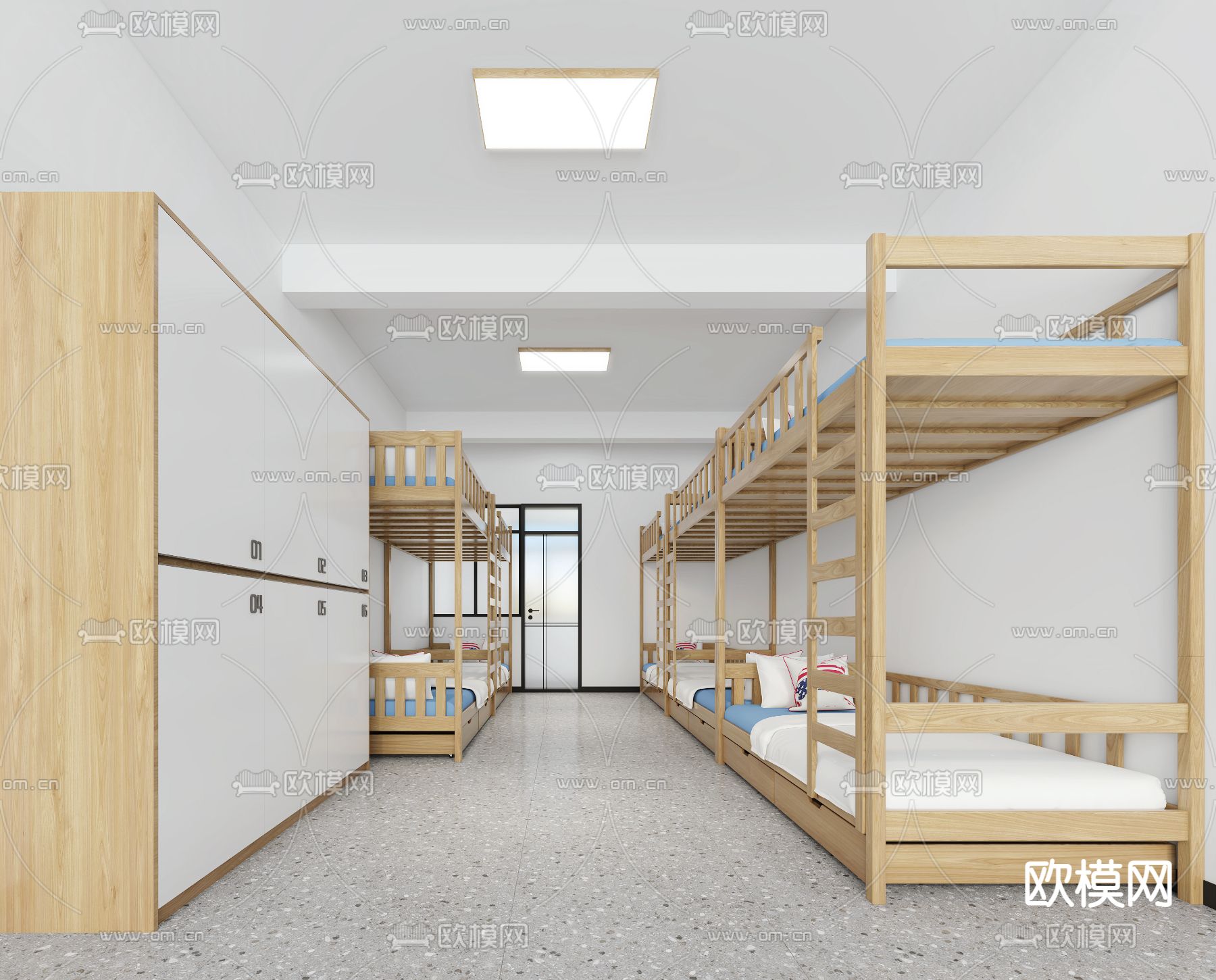 现代学校学生宿舍su模型下载_ID12266577_sketchup模型下载-欧模网