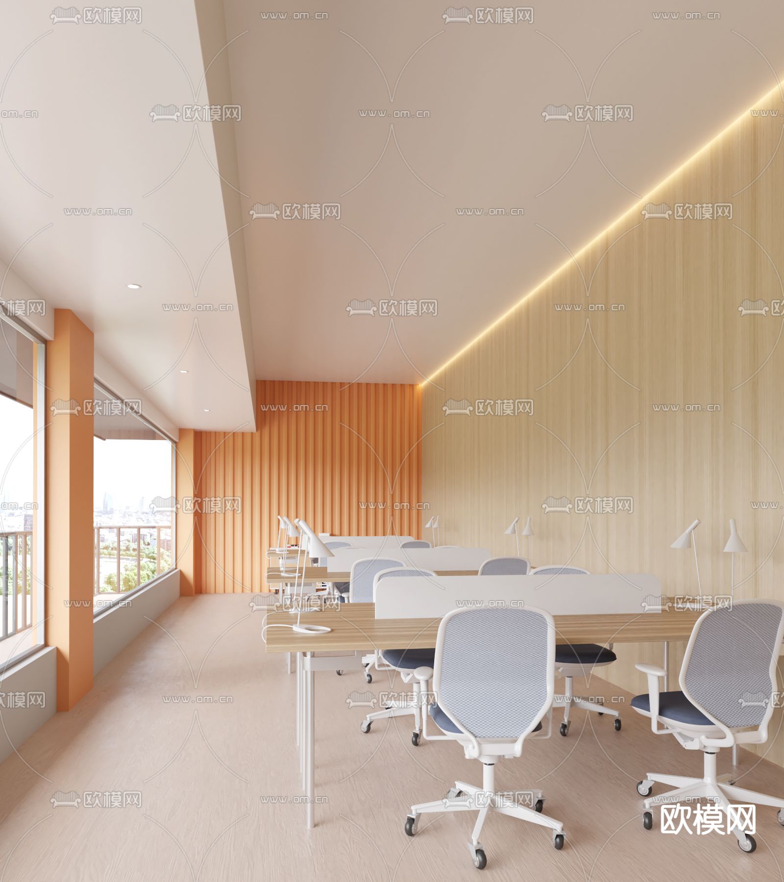 北欧公共办公区 办公室3d模型下载