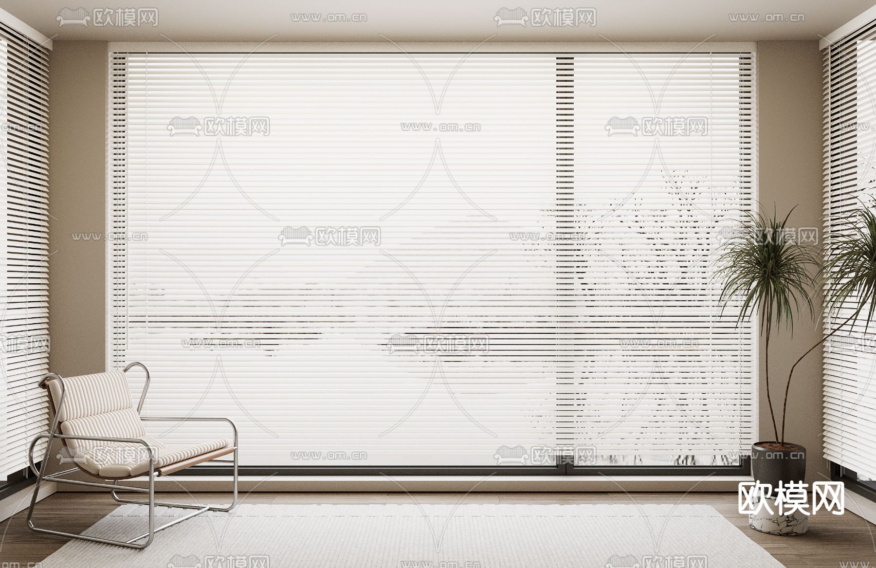 现代百叶帘 梦幻帘 垂直帘su模型下载_ID12264774_sketchup模型下载-欧模网