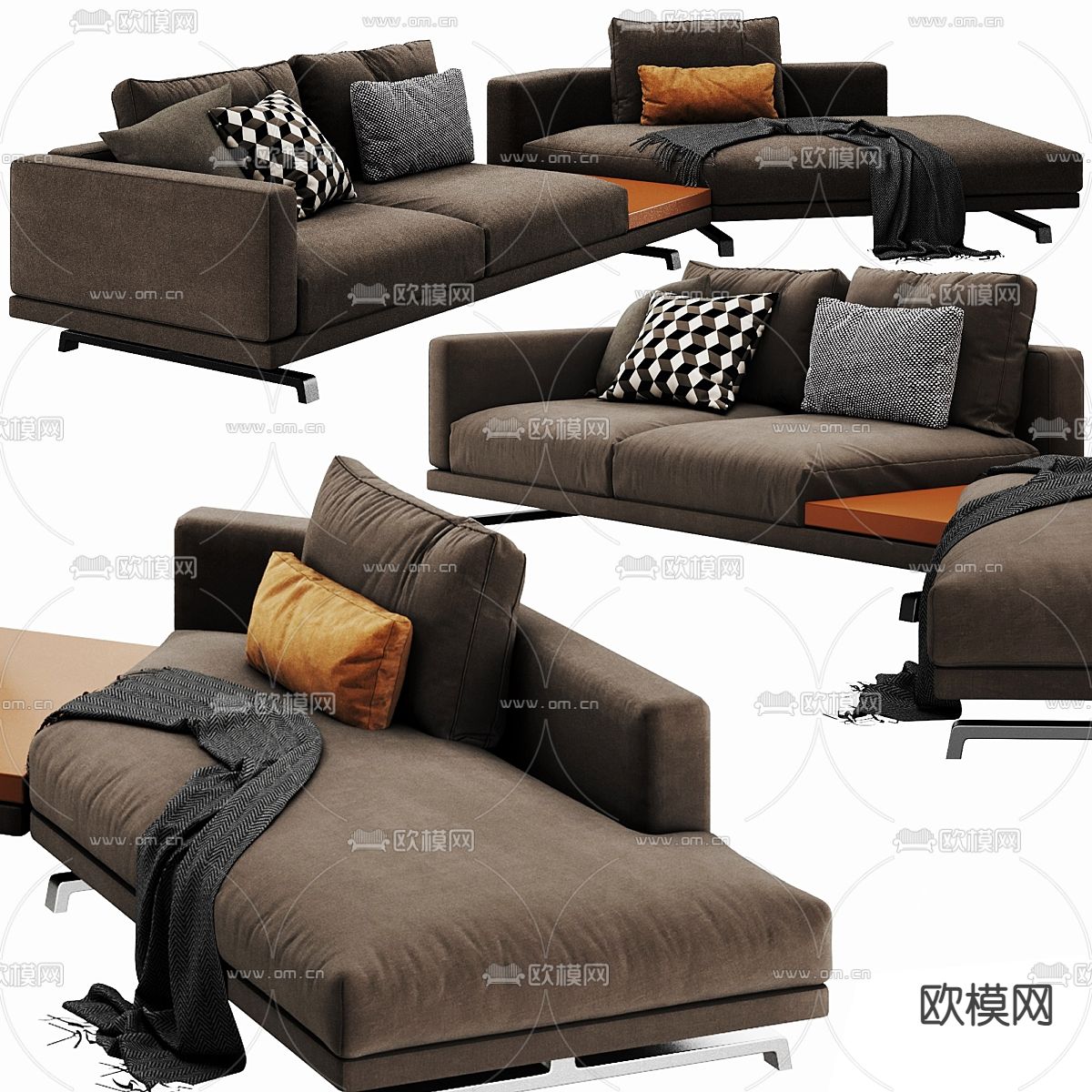 转角沙发 软体沙发3d模型下载（渲染图2）