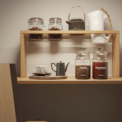  咖啡豆罐 咖啡杯 水壶su模型 