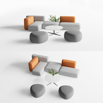  拼接方块沙发 办公沙发su模型 