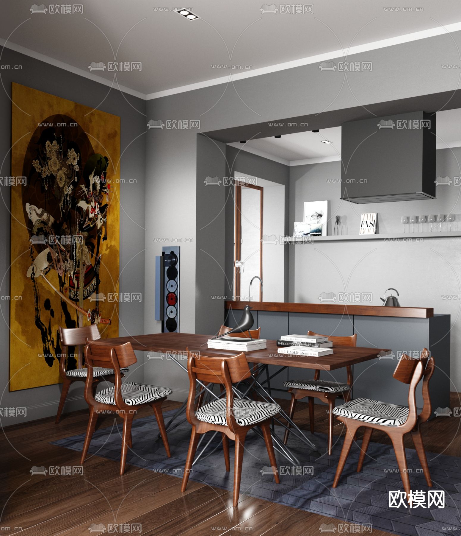 NIDO interiors 中古风餐厅su模型下载