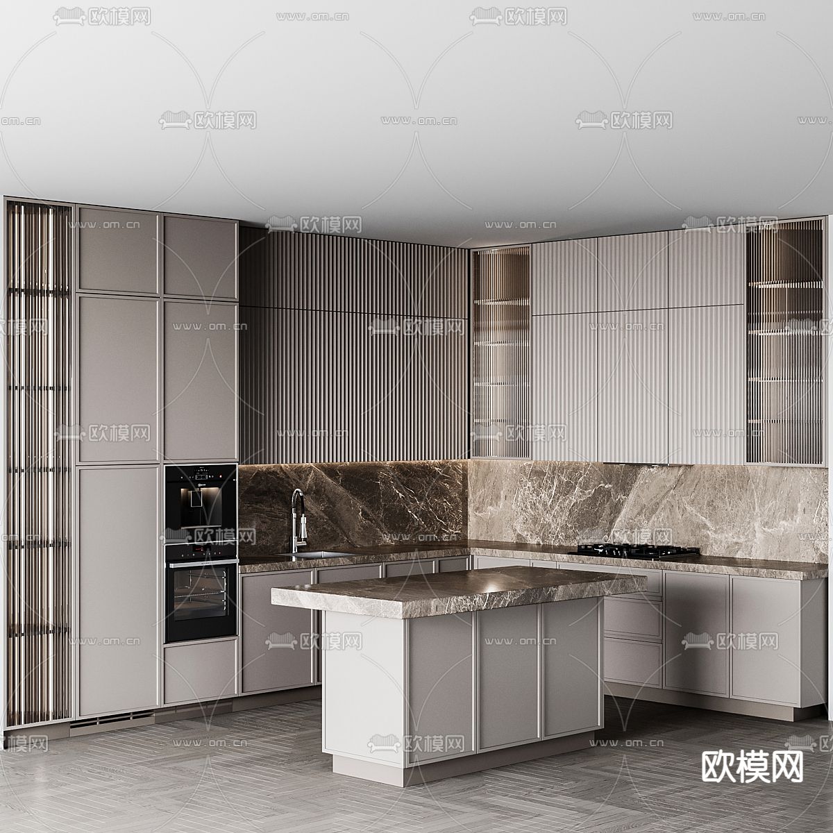 轻奢橱柜3d模型下载（渲染图1）