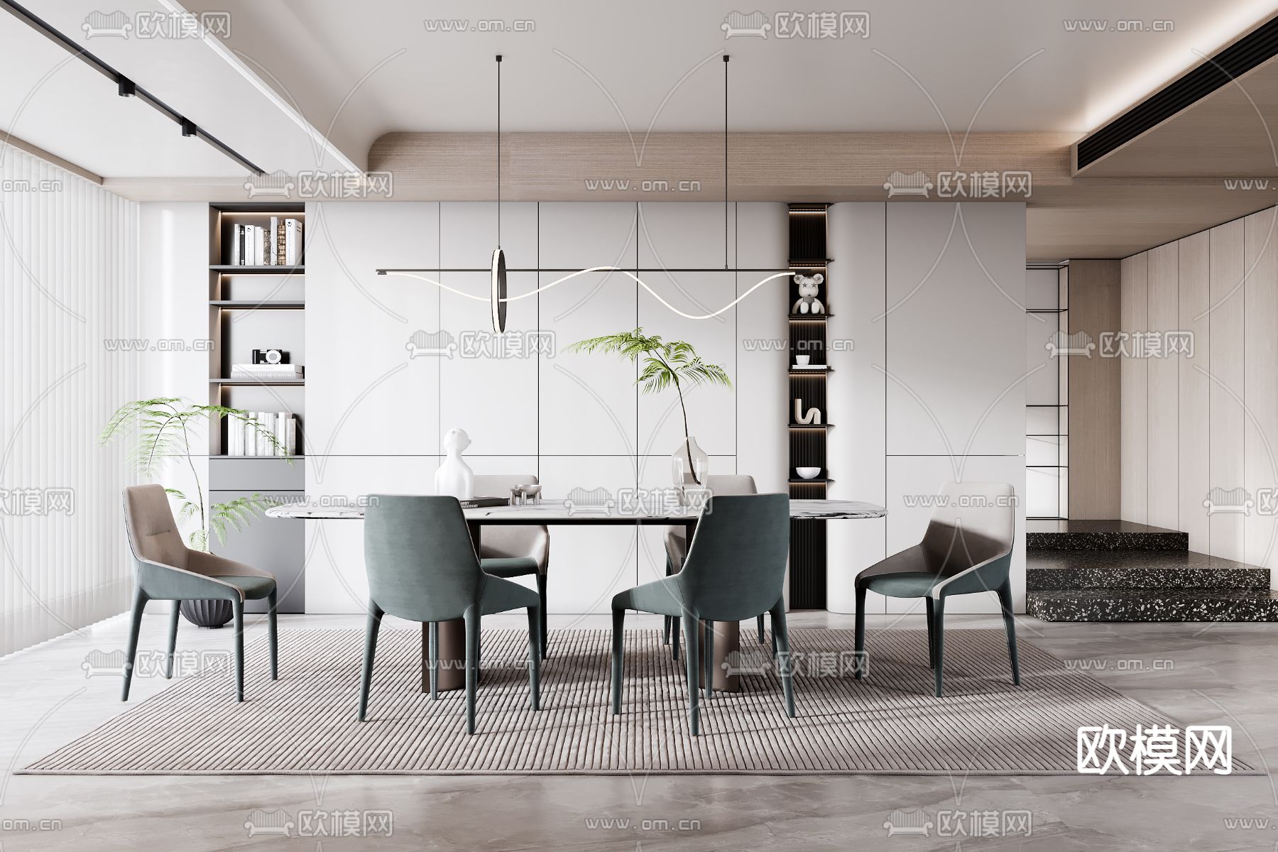 现代餐厅3d模型下载