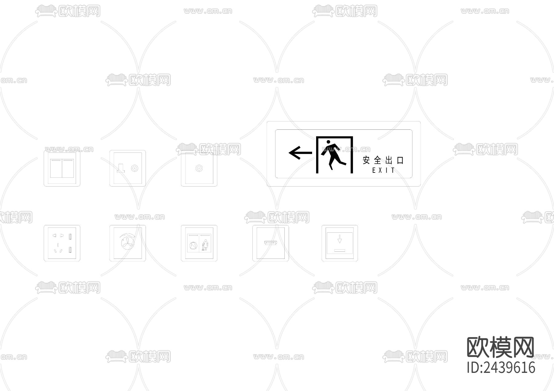 强弱电立面图块cad施工图下载（渲染图2）