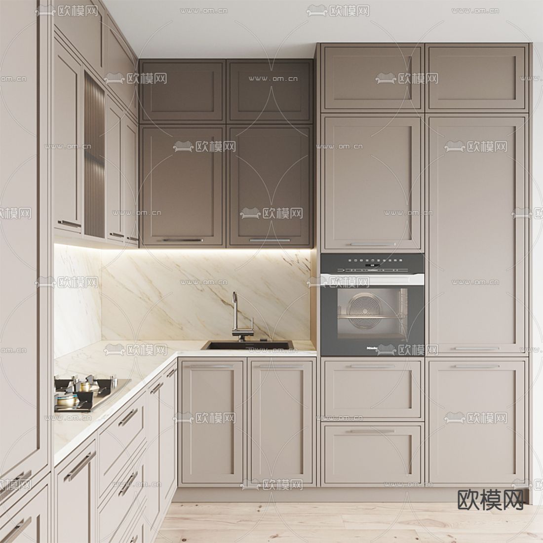 现代厨房 橱柜3d模型下载（渲染图3）