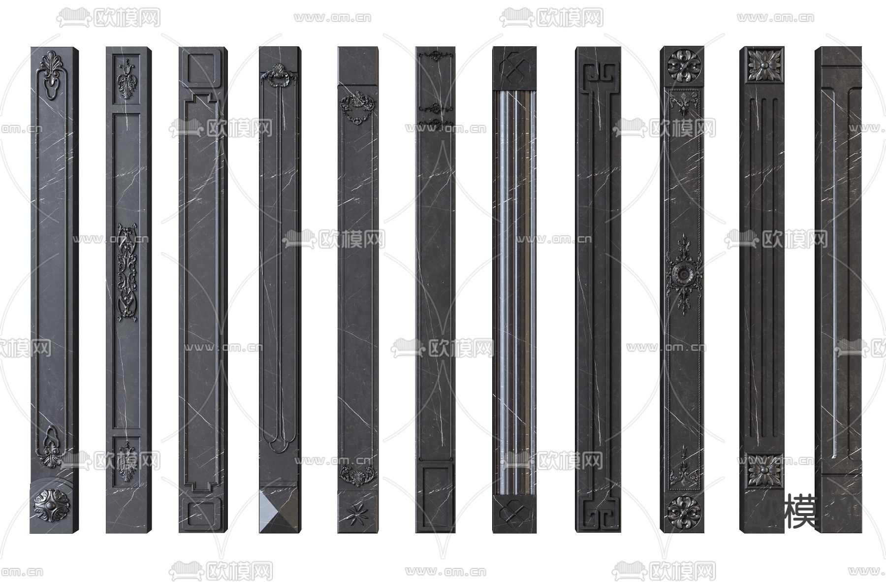 简欧雕花柱子 罗马柱su模型下载（渲染图1）