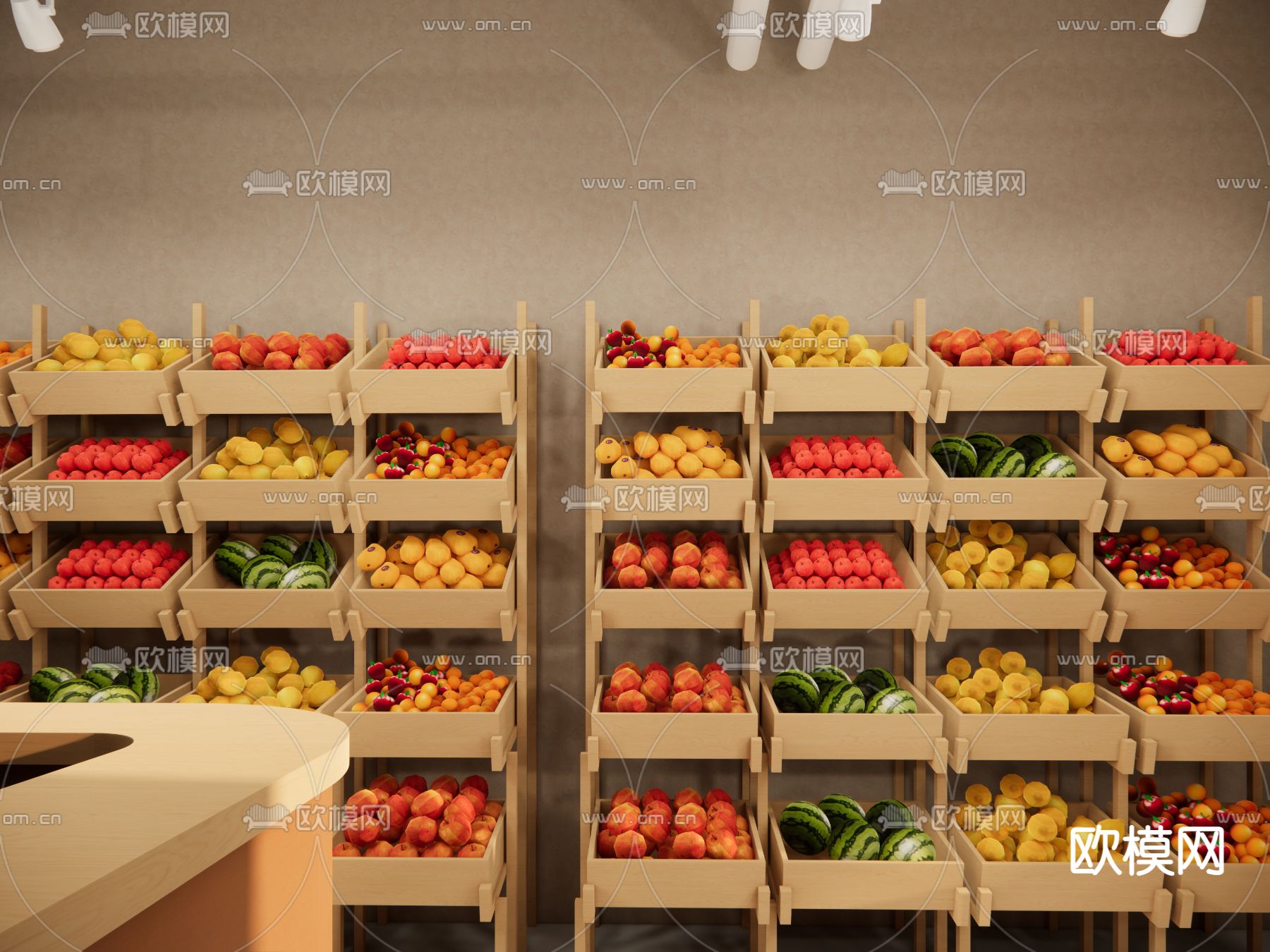 超市 水果店su模型下载（渲染图3）