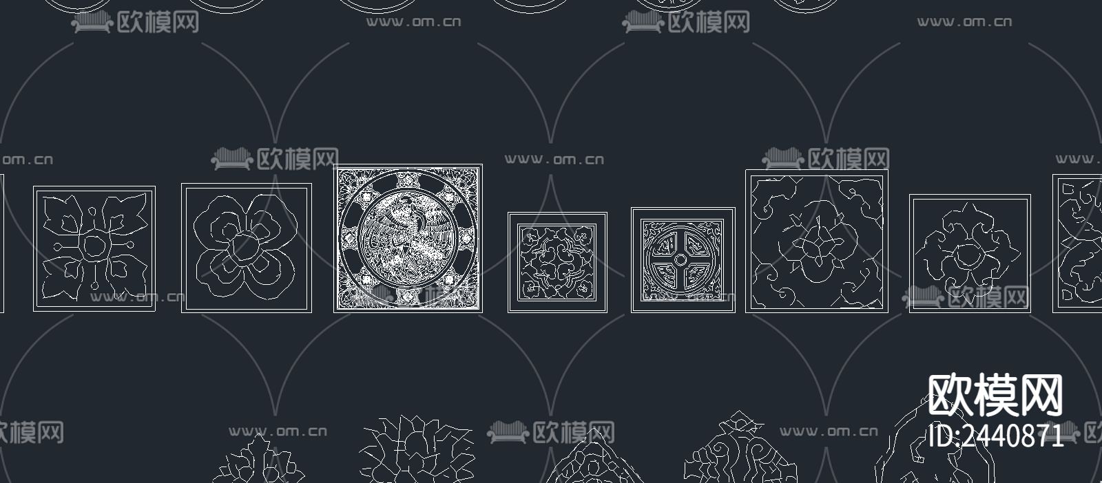 中式纹样cad图库下载（渲染图1）